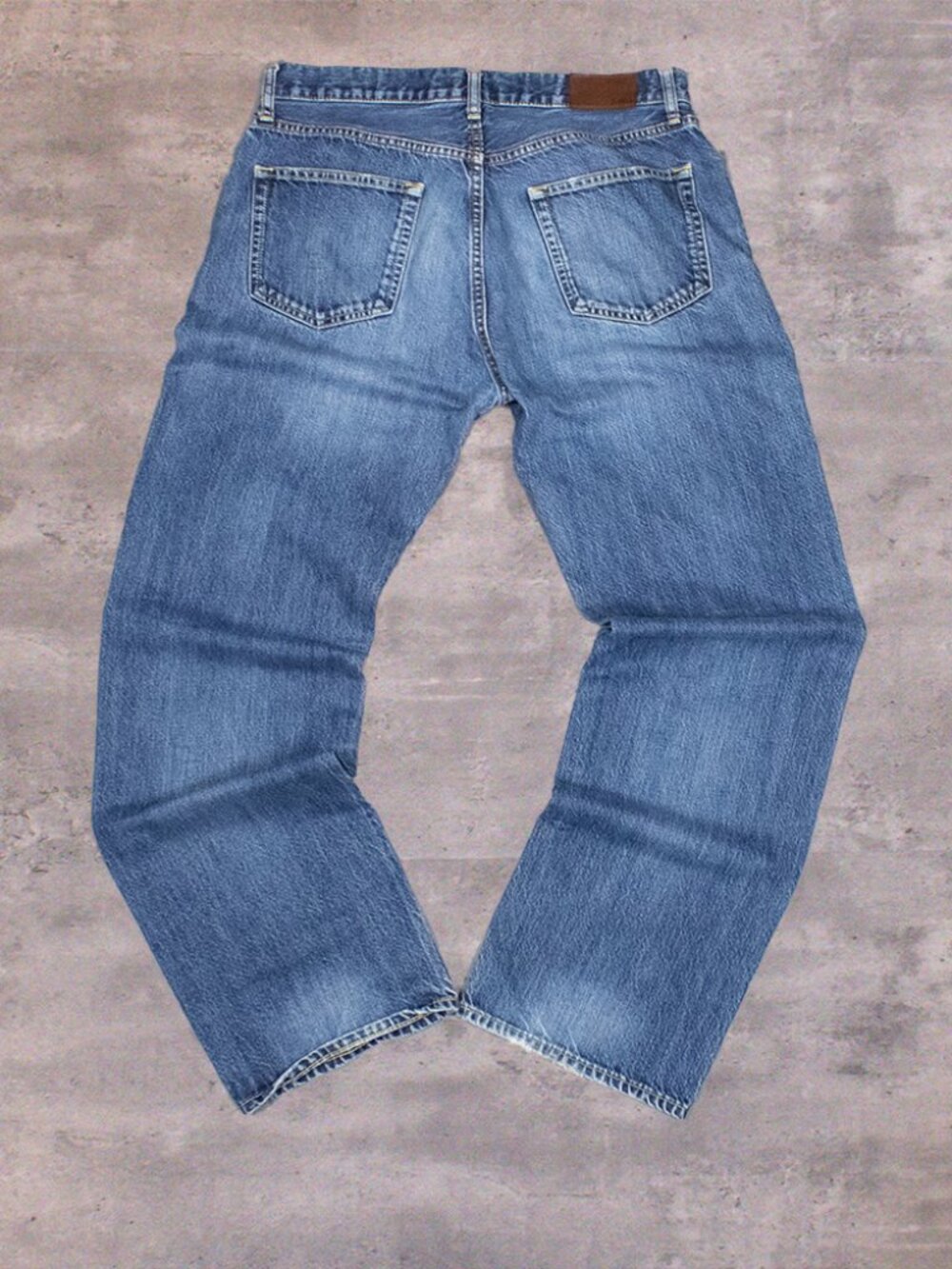 Uniqlo‎ Japsense Denim Style Indigo Midwash Straight Legged Baggy Pant's Size 33